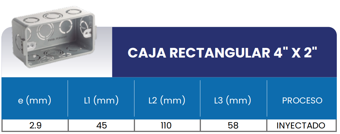 Caja Rectangular De Luz 4X2 SAP Inyectoplast Per Caja Rectangular De Luz 4X2 SAP Inyectoplast Per